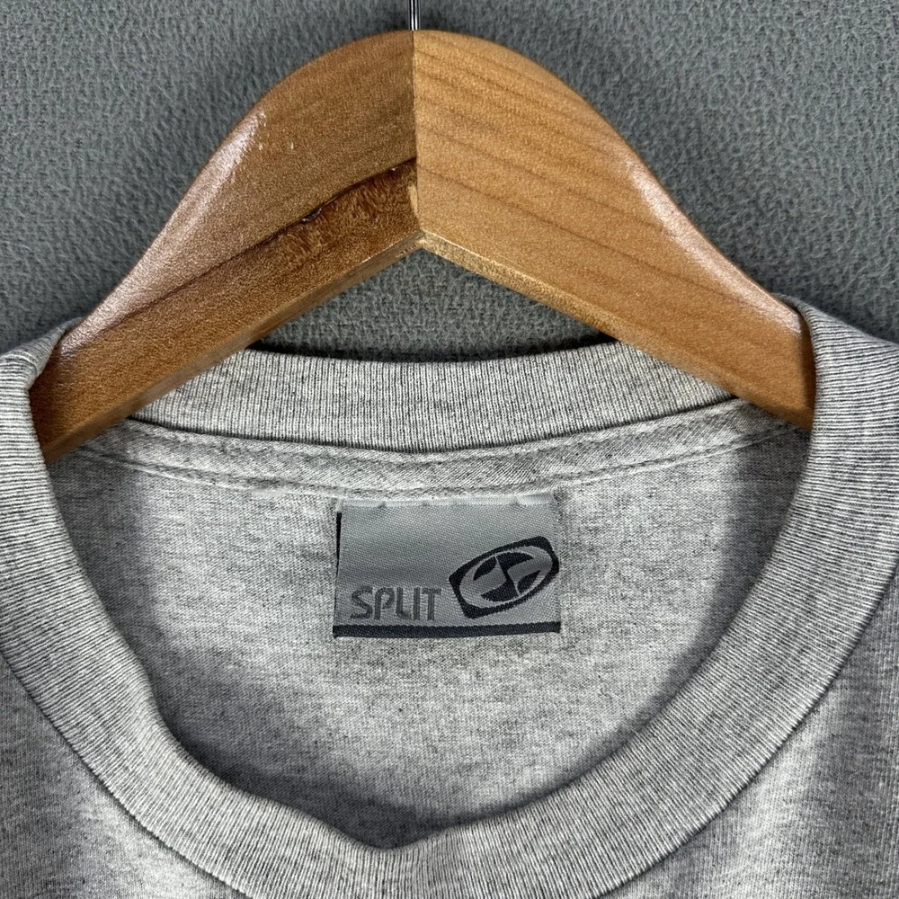 Split Shirt XL Grey Sleeve Logo Skate Surf USA Made Vintage 90s Skateboarding